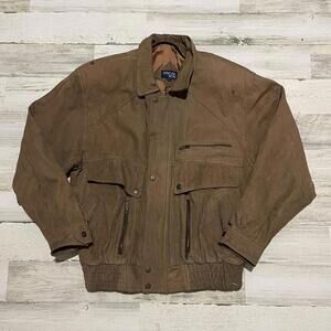 Vintage Duncan Row Leather Utility Bomber Full Zip Jacket M